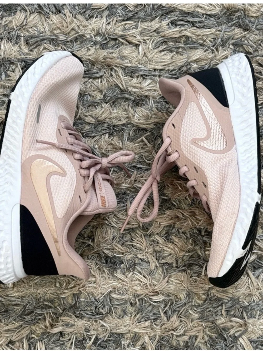 Nike Women's Blush and Black Running Sneakers, Size 6